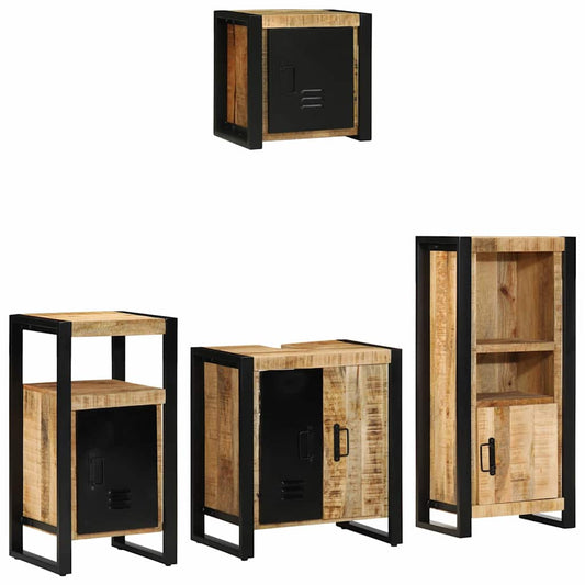Badezimmermöbel Set mit Regal 4 pcs Braun Massives Mango-Holz