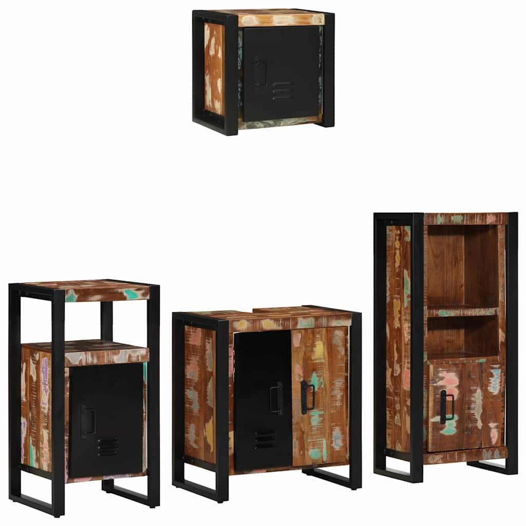 Badezimmermöbel-Set 4 stk. Mehrfarbig und Schwarz