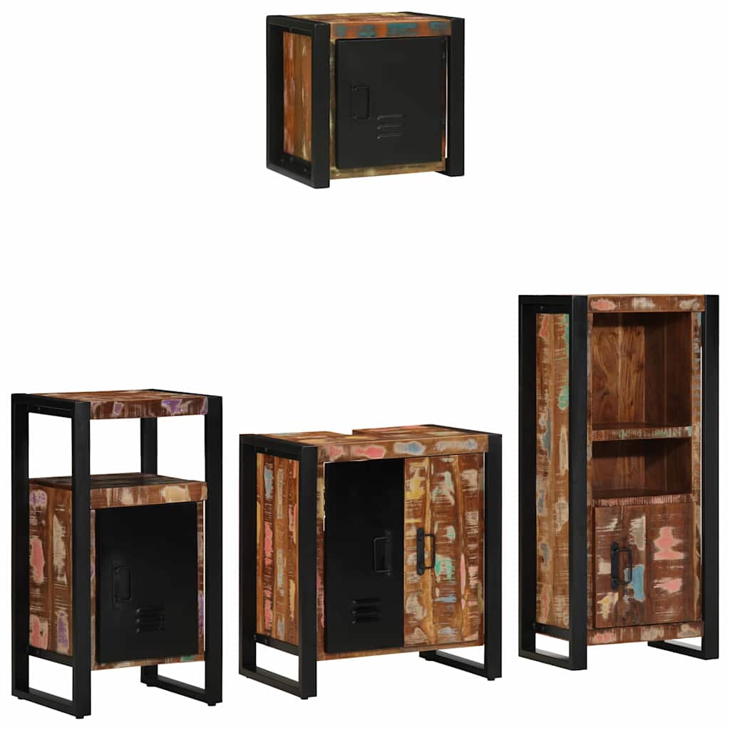 Badezimmermöbel-Set 4 stk. Mehrfarbig und Schwarz