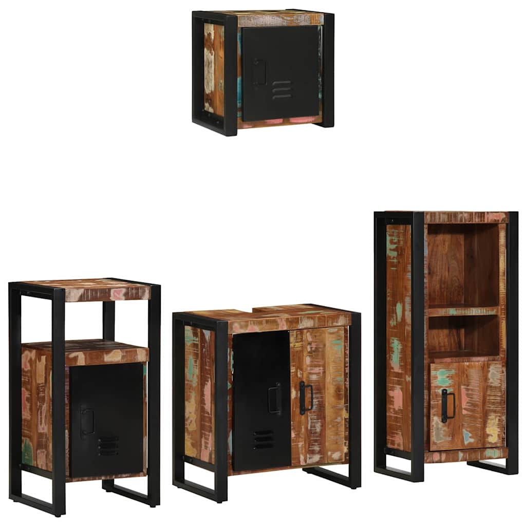 Badezimmermöbel-Set 4 stk. Mehrfarbig und Schwarz