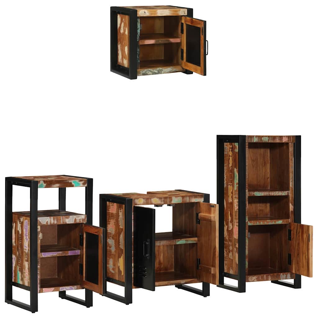 Badezimmermöbel-Set 4 stk. Mehrfarbig und Schwarz