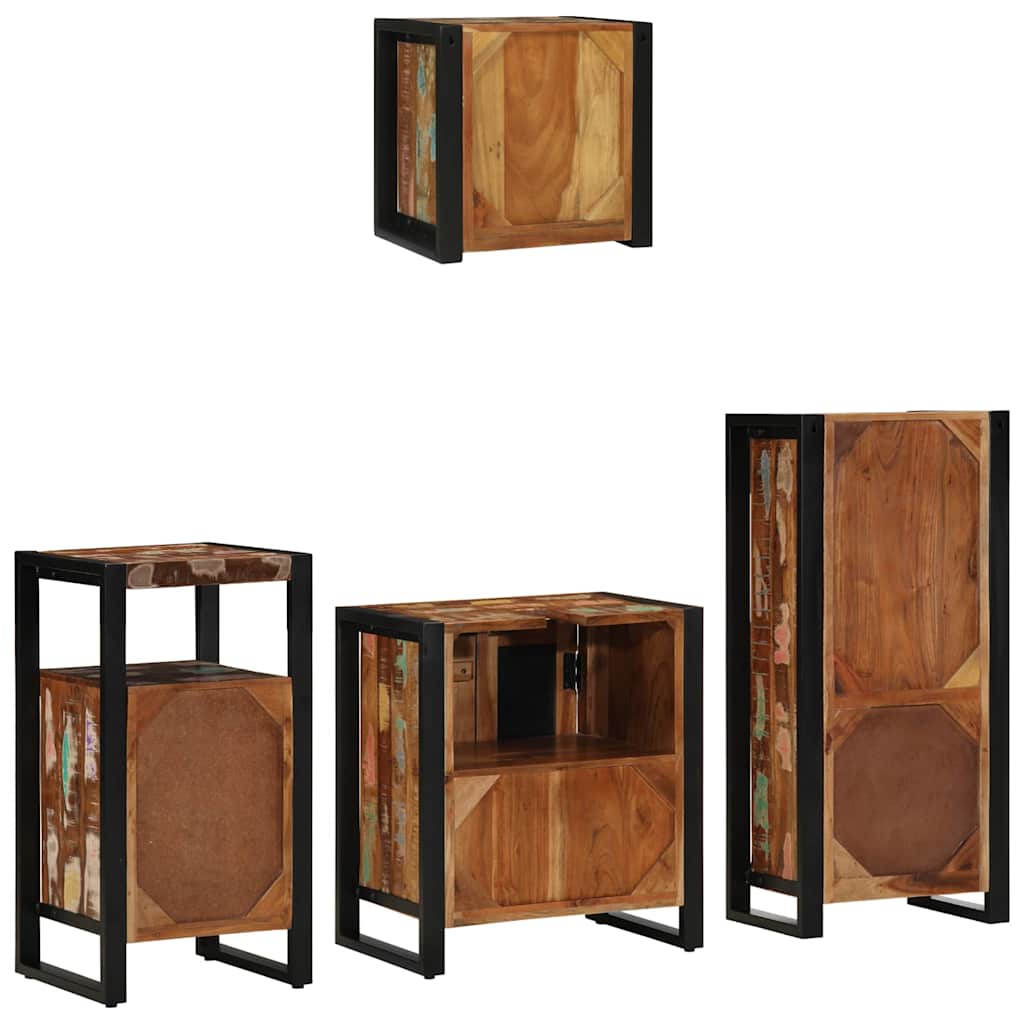 Badezimmermöbel-Set 4 stk. Mehrfarbig und Schwarz