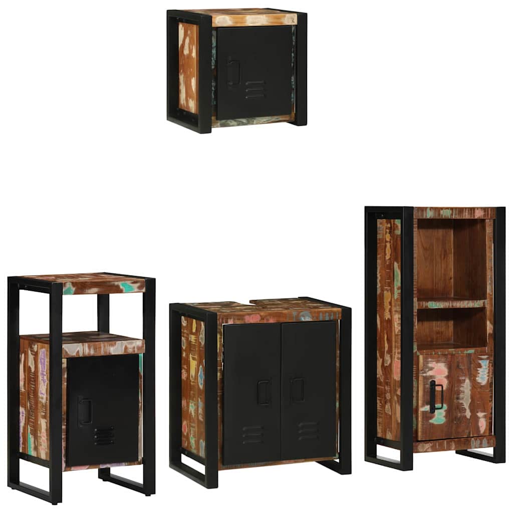Badezimmermöbel-Set 4 stk. Mehrfarbig und Schwarz