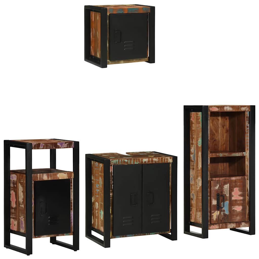 Badezimmermöbel-Set 4 stk. Mehrfarbig und Schwarz