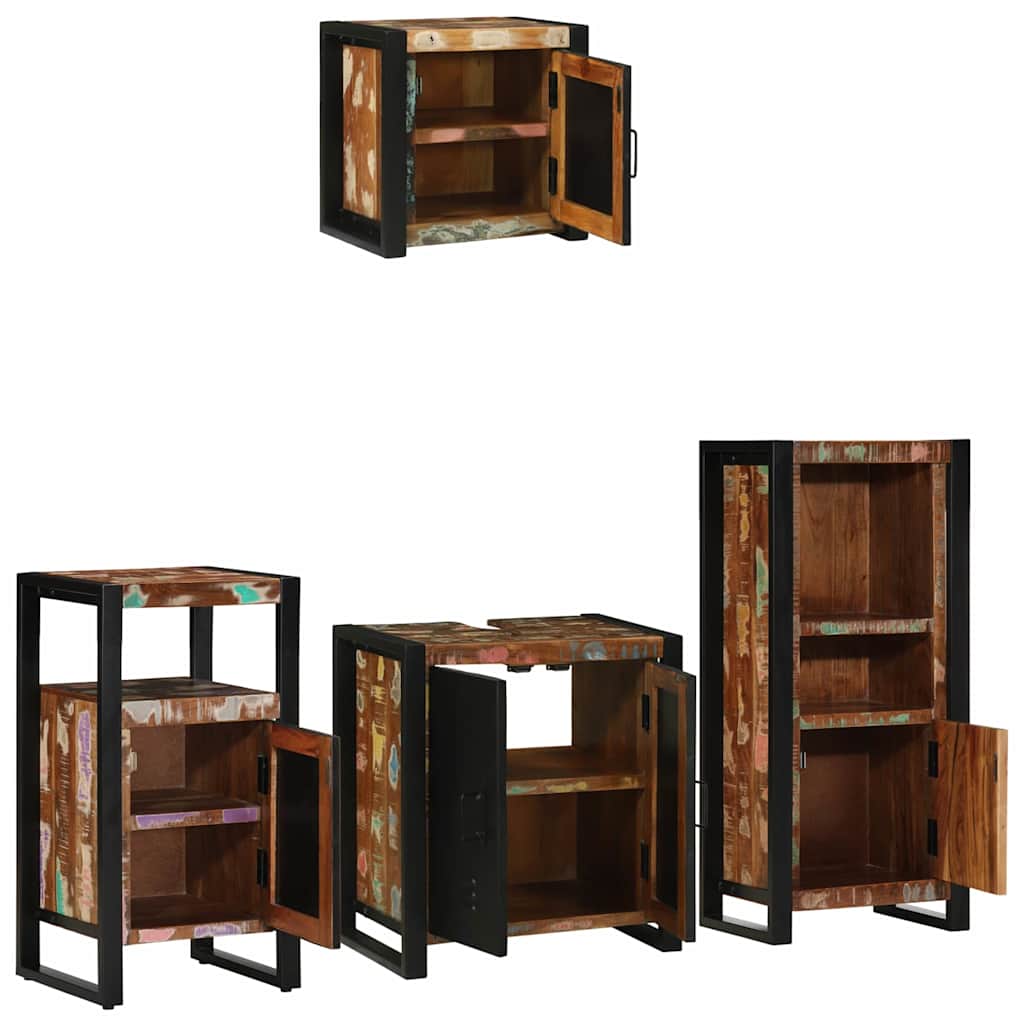 Badezimmermöbel-Set 4 stk. Mehrfarbig und Schwarz