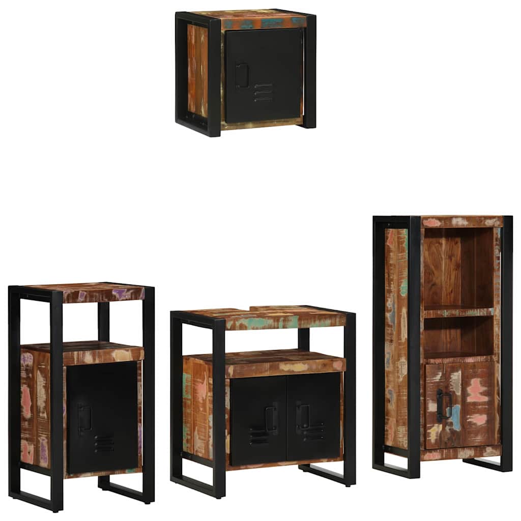 Badezimmermöbel-Set mit Regal 4 pcs Massives upgecyceltes Holz