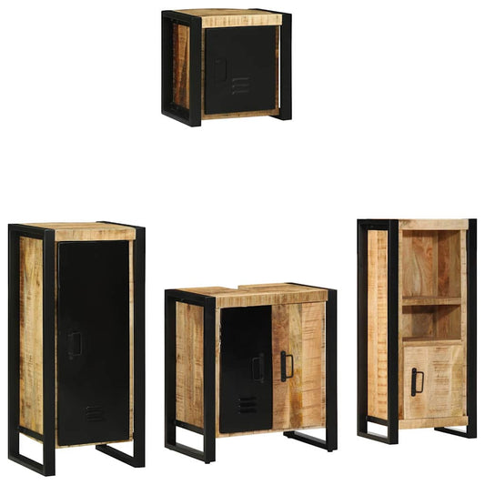Badezimmermöbel Set mit Regal 4 pcs Braun Massives Mango-Holz