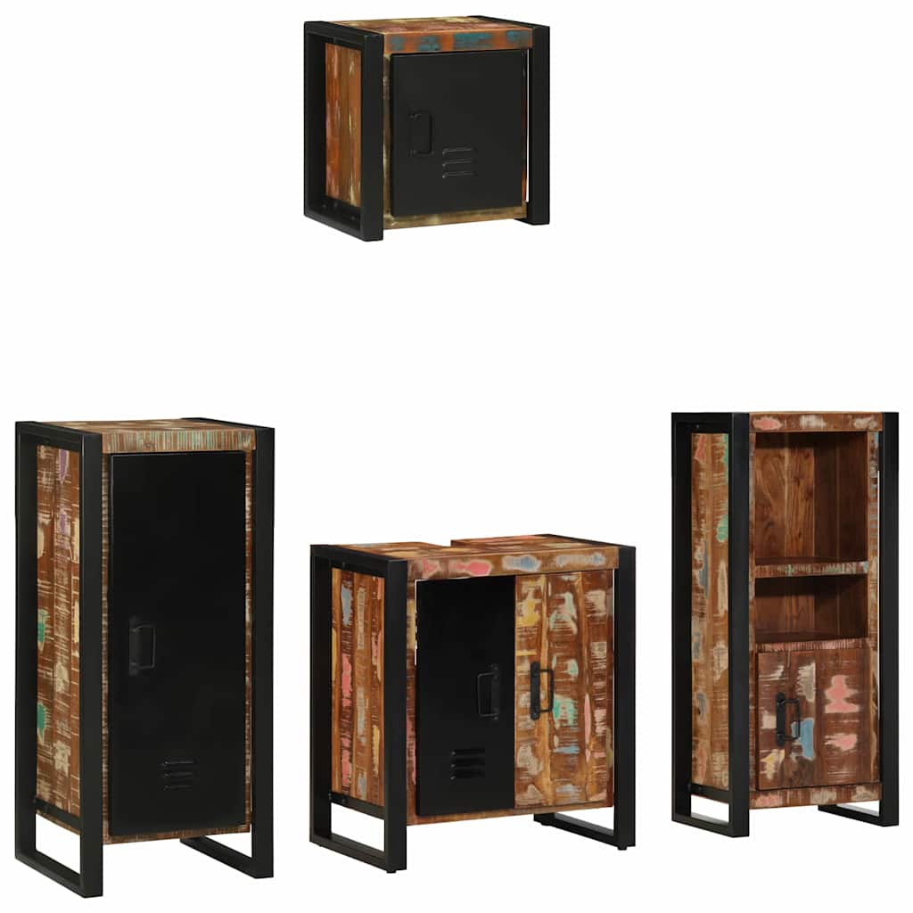 Badezimmermöbel-Set 4 stk. Mehrfarbig und Schwarz