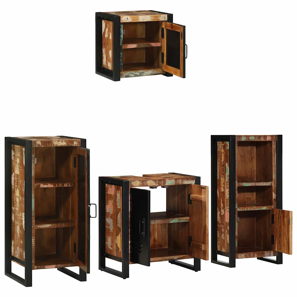 Badezimmermöbel-Set 4 stk. Mehrfarbig und Schwarz
