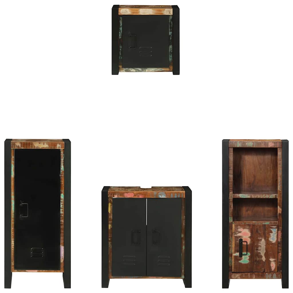 Badezimmermöbel-Set 4 stk. Mehrfarbig und Schwarz