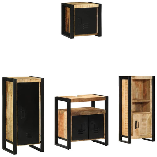 Badezimmermöbel Set mit Regal 4 pcs Braun Massives Mango-Holz