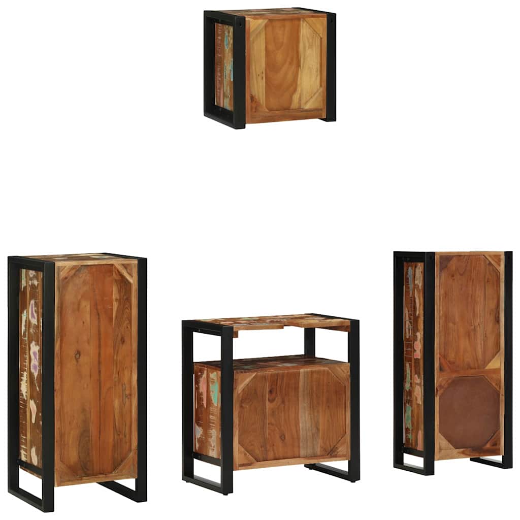 Badezimmermöbel-Set 4 stk. Mehrfarbig und Schwarz
