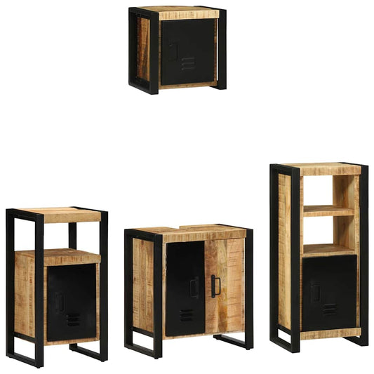 Badezimmermöbel Set mit Regal 4 pcs Braun Massives Mango-Holz
