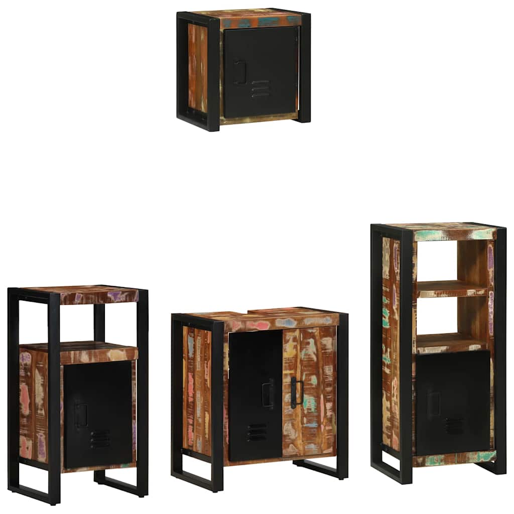 Badezimmermöbel-Set 4 stk. Mehrfarbig und Schwarz