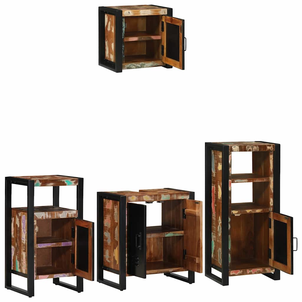 Badezimmermöbel-Set 4 stk. Mehrfarbig und Schwarz