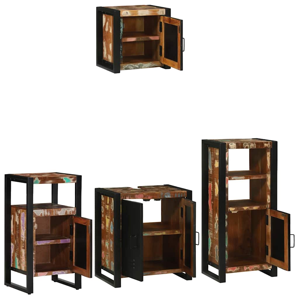 Badezimmermöbel-Set 4 stk. Mehrfarbig und Schwarz