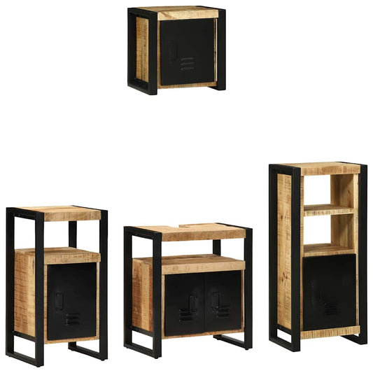Badezimmermöbel Set mit Regal 4 pcs Braun Massives Mango-Holz