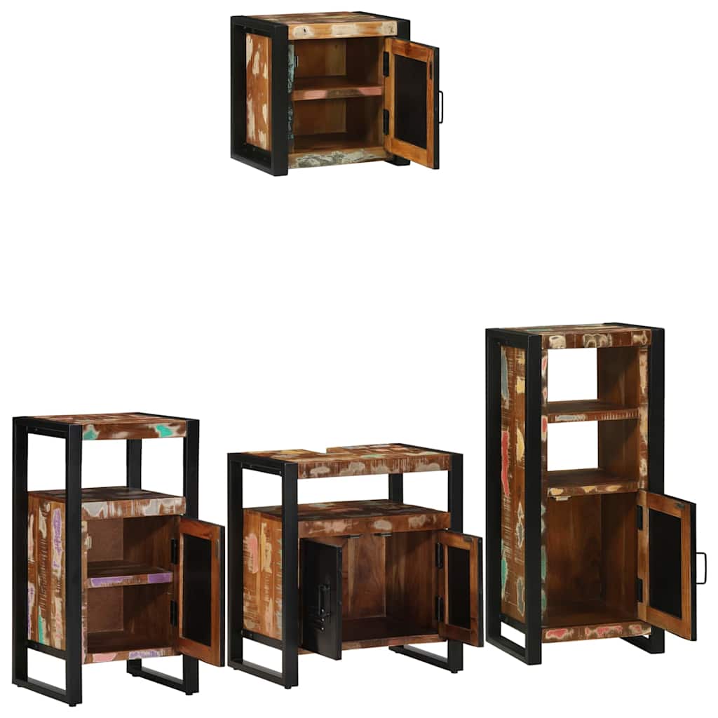 Badezimmermöbel Set mit Regal 4 pcs Braun Massives Mango-Holz