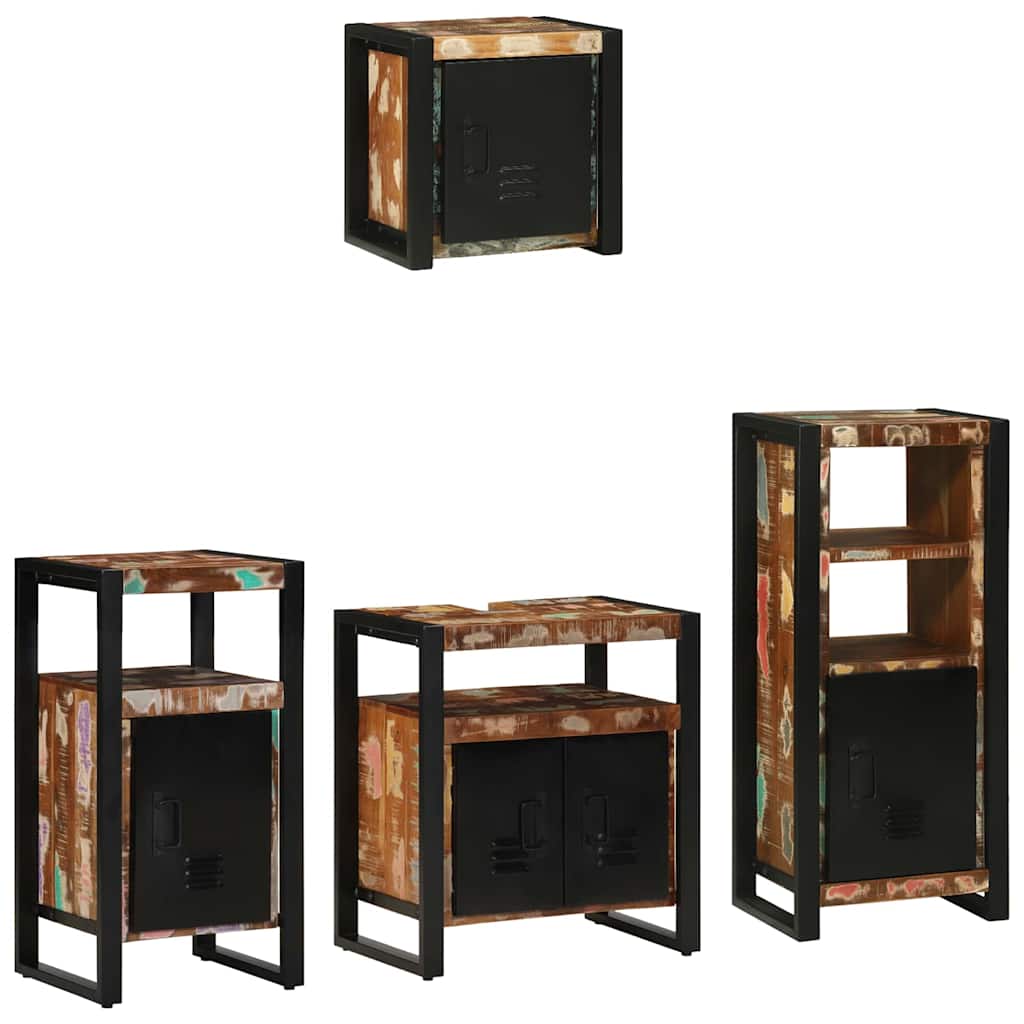 Badezimmermöbel-Set 4 stk. Mehrfarbig und Schwarz