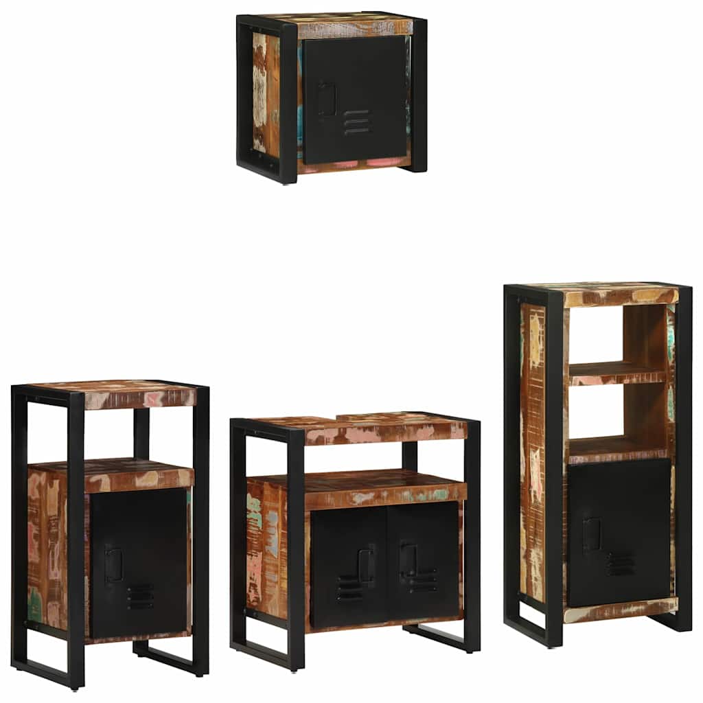 Badezimmermöbel-Set 4 stk. Mehrfarbig und Schwarz