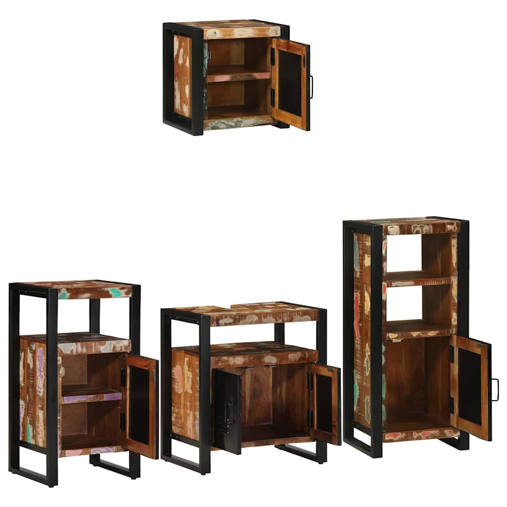 Badezimmermöbel-Set 4 stk. Mehrfarbig und Schwarz