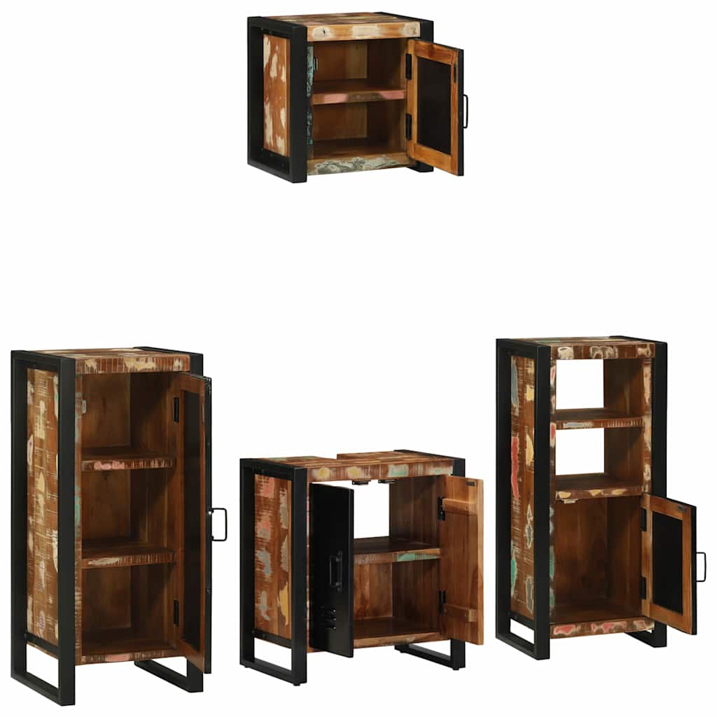 Badezimmermöbel-Set 4 stk. Mehrfarbig und Schwarz