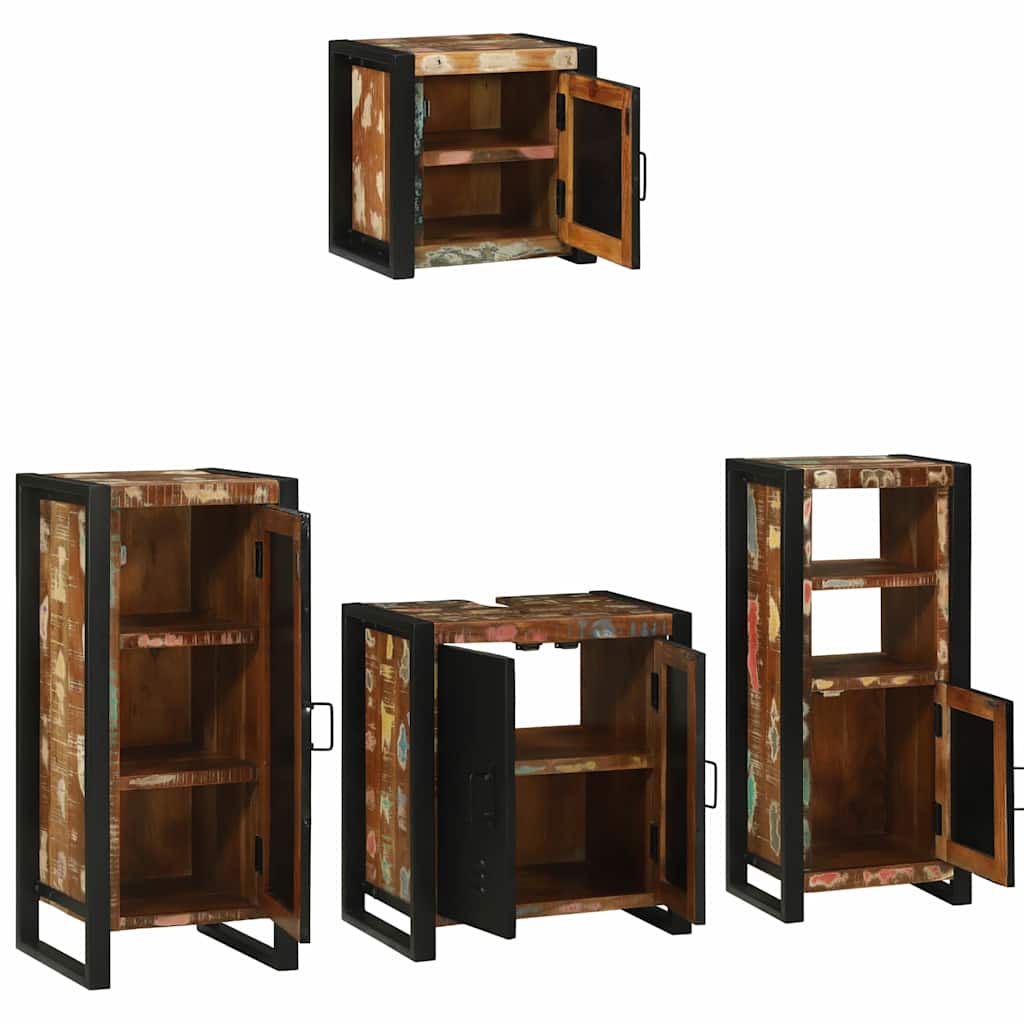 Badezimmermöbel-Set 4 stk. Mehrfarbig und Schwarz