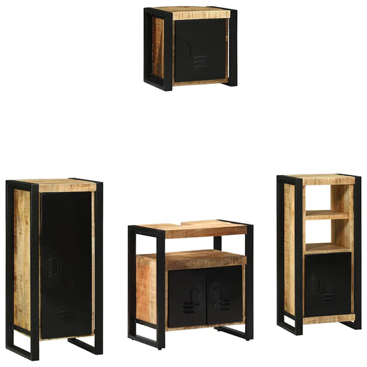 Badezimmermöbel Set mit Regal 4 pcs Braun Massives Mango-Holz