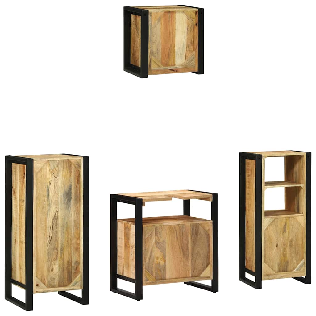 Badezimmermöbel Set mit Regal 4 pcs Braun Massives Mango-Holz
