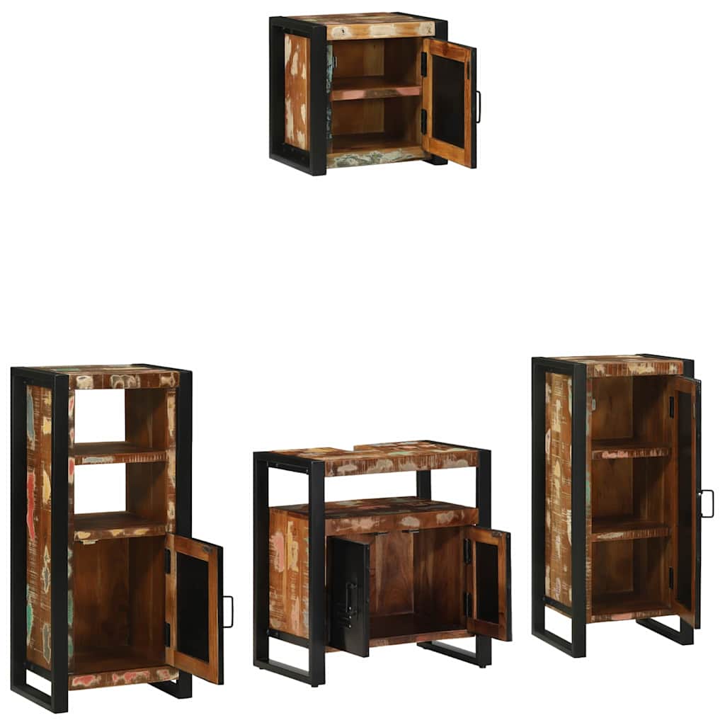 Badezimmermöbel-Set 4 stk. Mehrfarbig und Schwarz