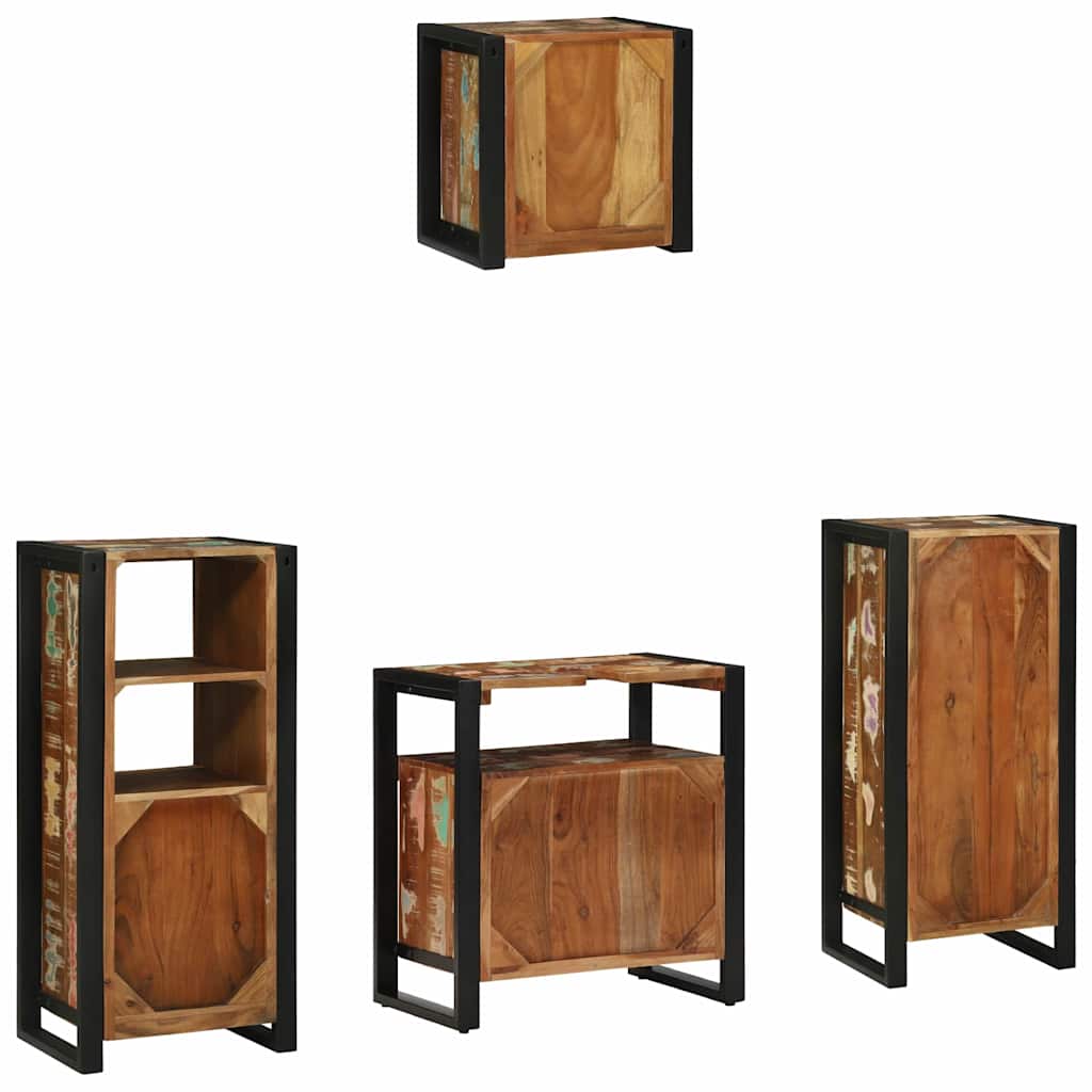 Badezimmermöbel-Set 4 stk. Mehrfarbig und Schwarz