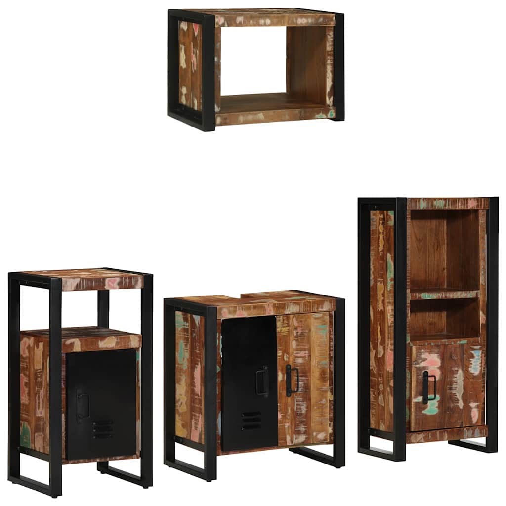 Badezimmermöbel-Set 4 stk. Mehrfarbig und Schwarz