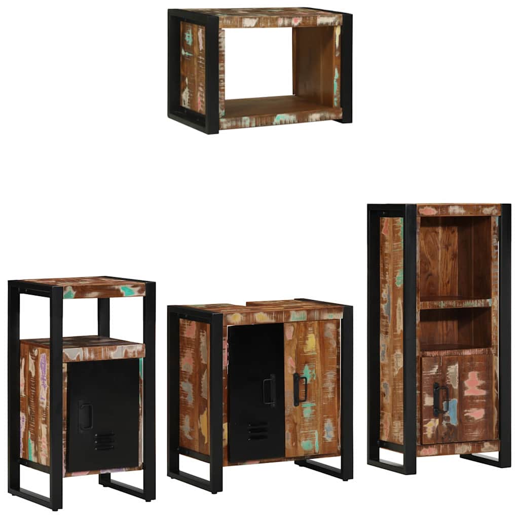Badezimmermöbel-Set 4 stk. Mehrfarbig und Schwarz