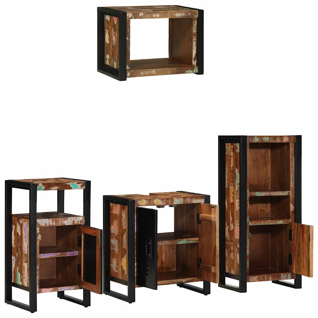 Badezimmermöbel-Set 4 stk. Mehrfarbig und Schwarz