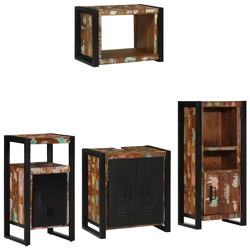 Badezimmermöbel-Set 4 stk. Mehrfarbig und Schwarz