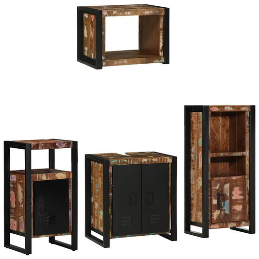 Badezimmermöbel-Set 4 stk. Mehrfarbig und Schwarz