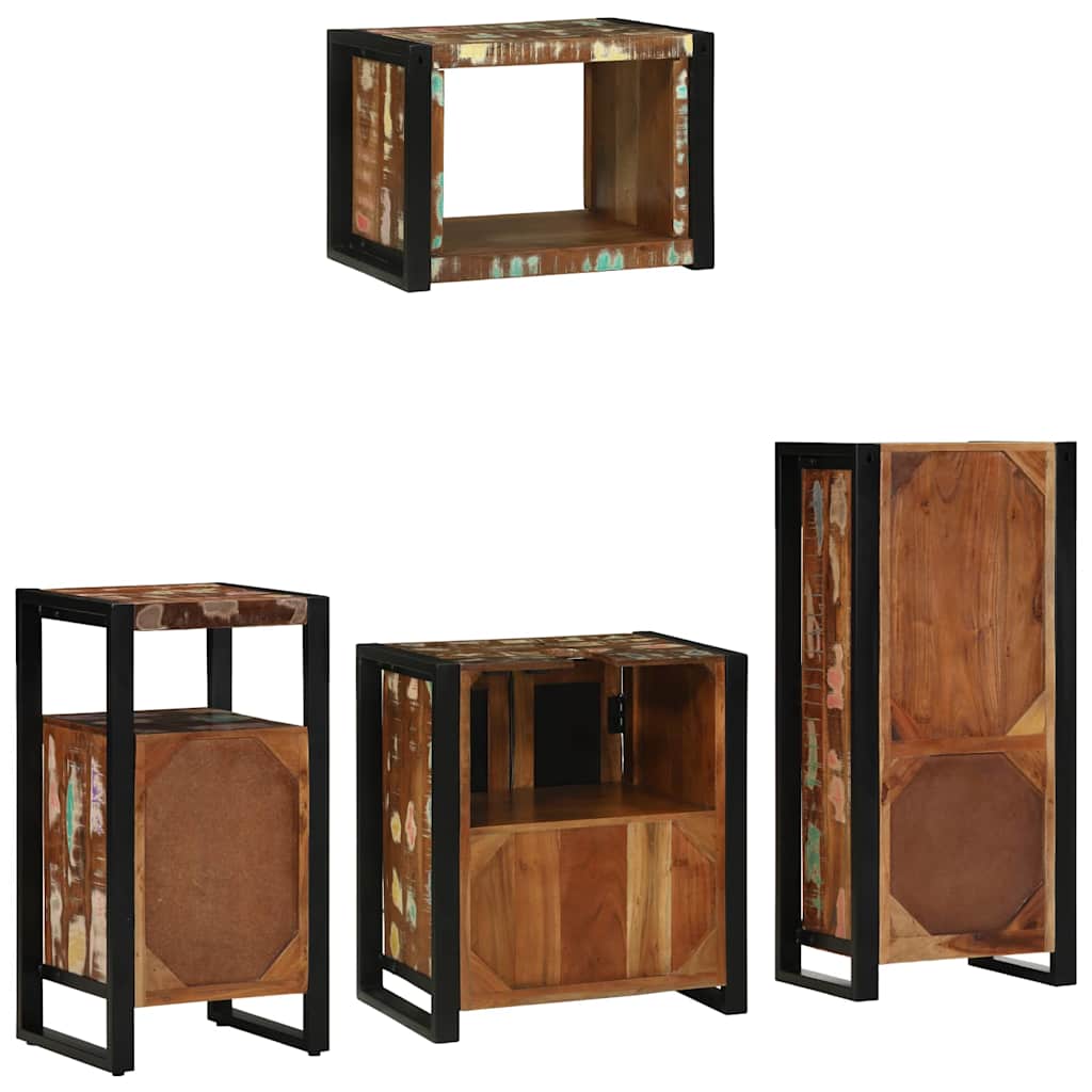 Badezimmermöbel-Set 4 stk. Mehrfarbig und Schwarz