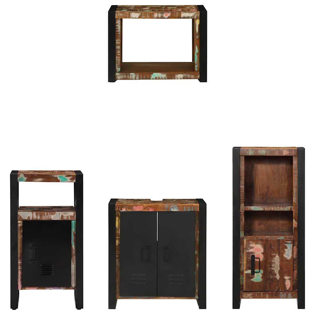 Badezimmermöbel-Set 4 stk. Mehrfarbig und Schwarz