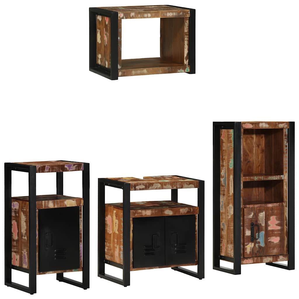 Badezimmermöbel-Set 4 stk. Mehrfarbig und Schwarz