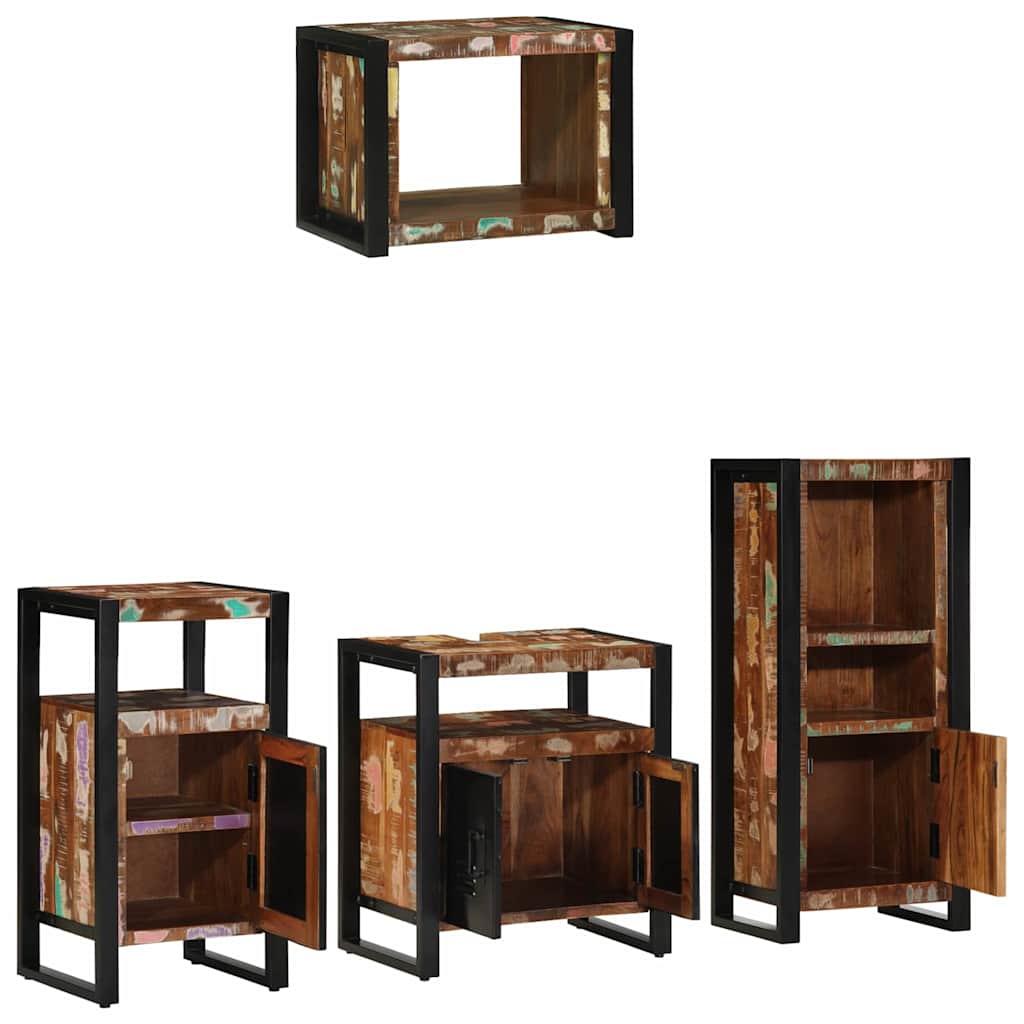 Badezimmermöbel-Set 4 stk. Mehrfarbig und Schwarz