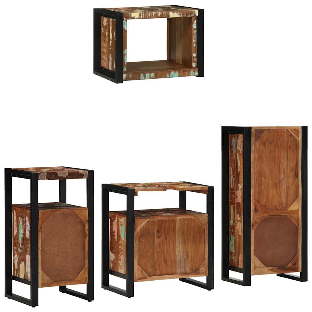 Badezimmermöbel-Set 4 stk. Mehrfarbig und Schwarz