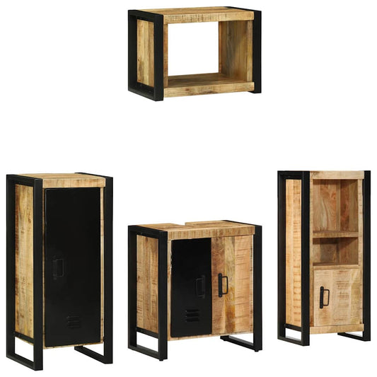 Badezimmermöbel Set mit Regal 4 pcs Braun Massives Mango-Holz