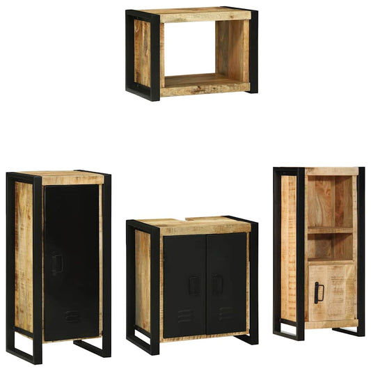 Badezimmermöbel Set mit Regal 4 pcs Braun Massives Mango-Holz
