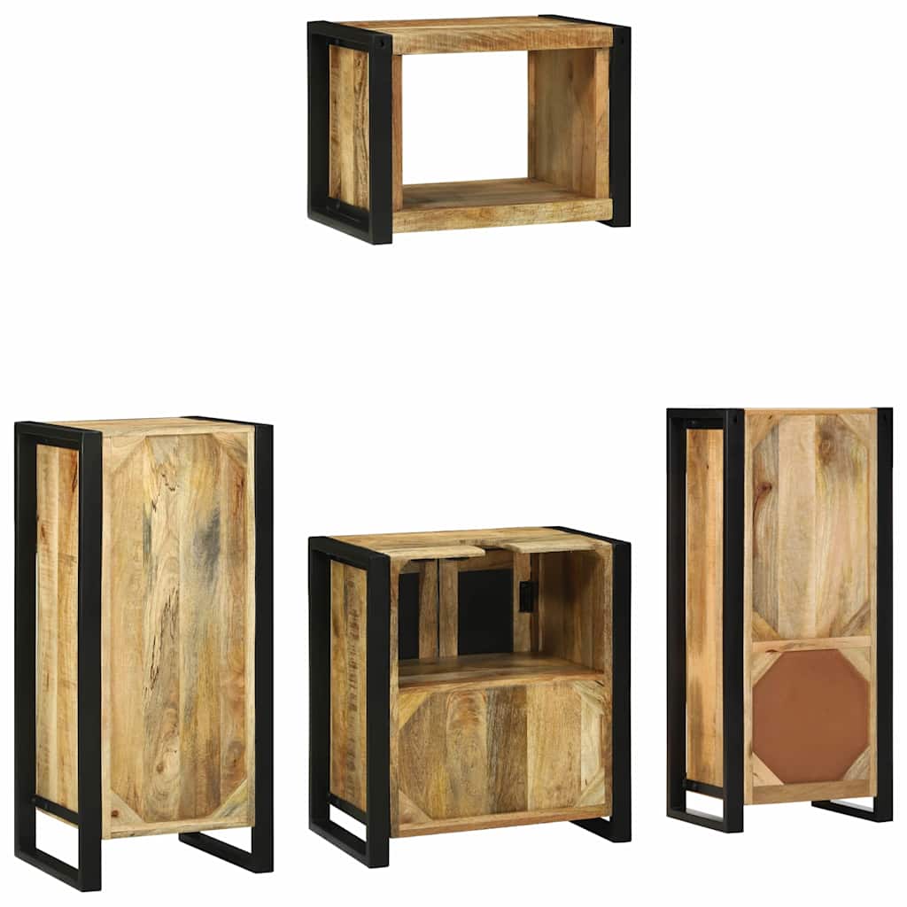 Badezimmermöbel Set mit Regal 4 pcs Braun Massives Mango-Holz