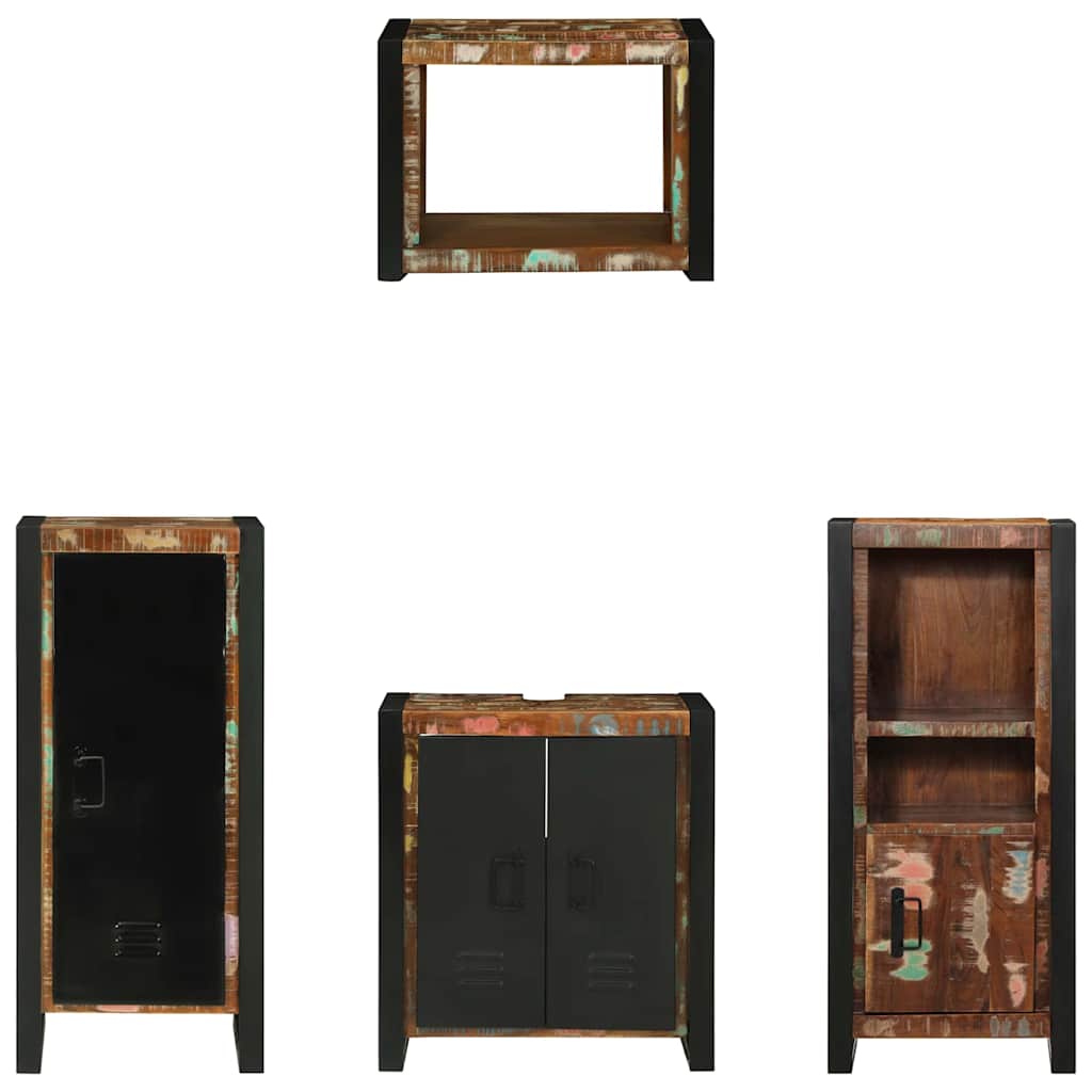 Badezimmermöbel-Set 4 stk. Mehrfarbig und Schwarz