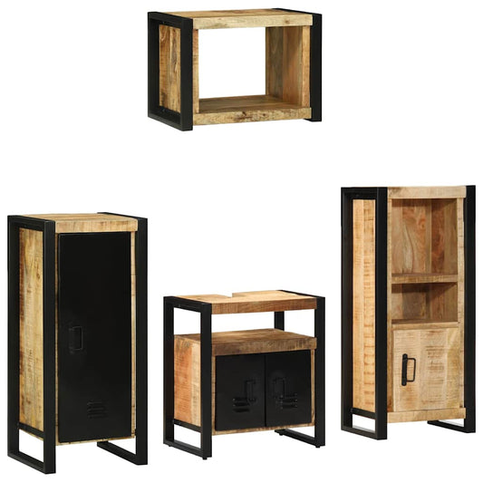 Badezimmermöbel Set mit Regal 4 pcs Braun Massives Mango-Holz