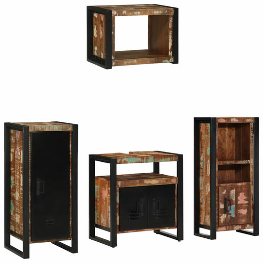 Badezimmermöbel-Set 4 stk. Mehrfarbig und Schwarz