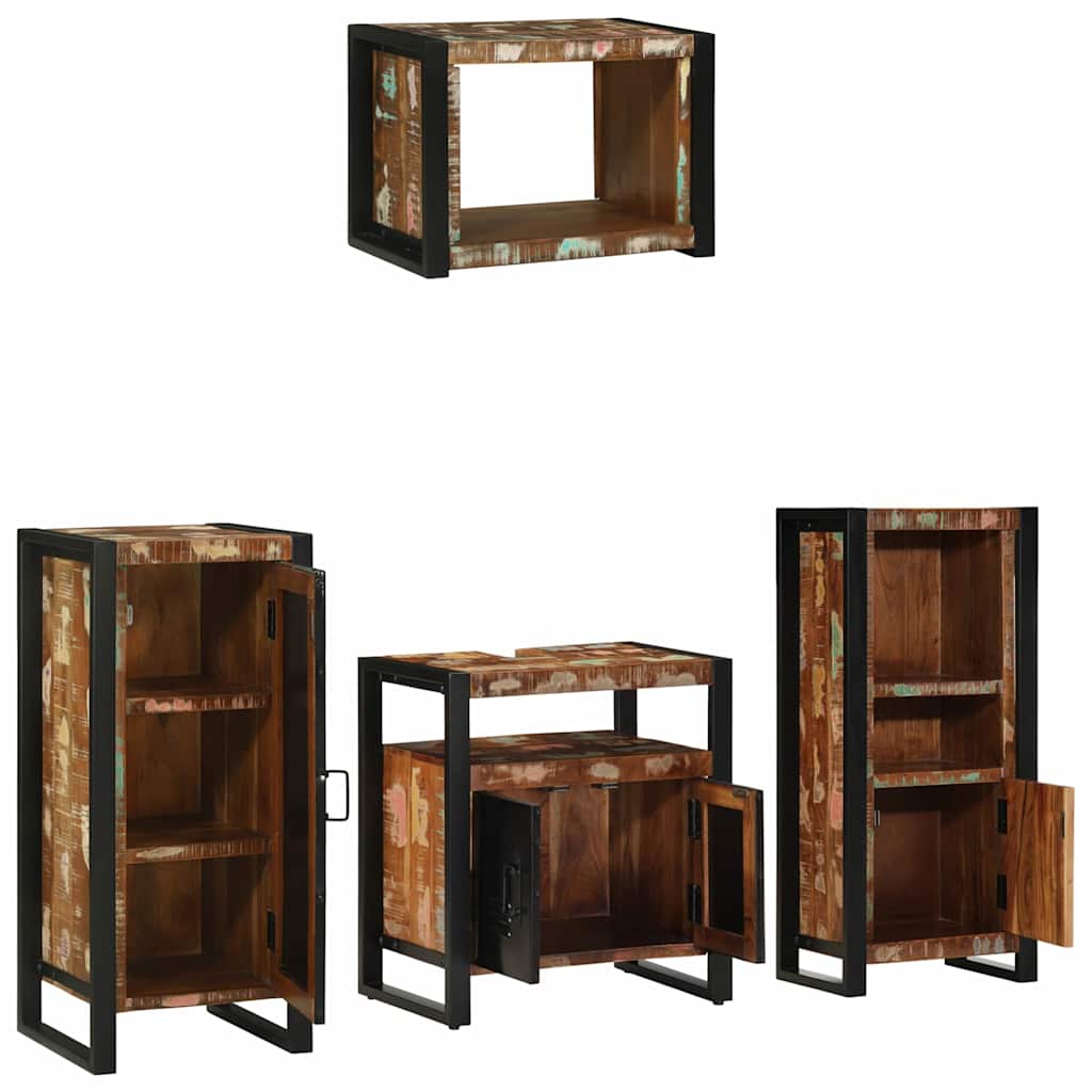 Badezimmermöbel-Set 4 stk. Mehrfarbig und Schwarz