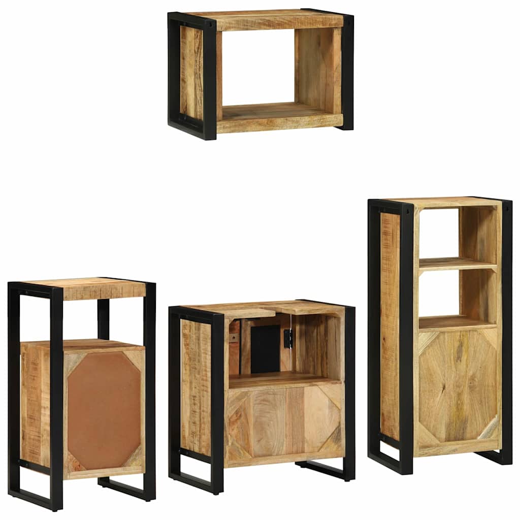 Badezimmermöbel Set mit Regal 4 pcs Braun Massives Mango-Holz