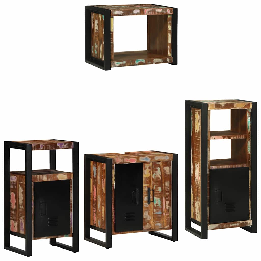 Badezimmermöbel-Set 4 stk. Mehrfarbig und Schwarz